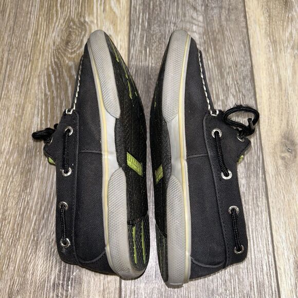 Sperry Top-Sider Halyard Loafers Youth US Size 3 Black Green Canvas Boat Shoes - Picture 9 of 11